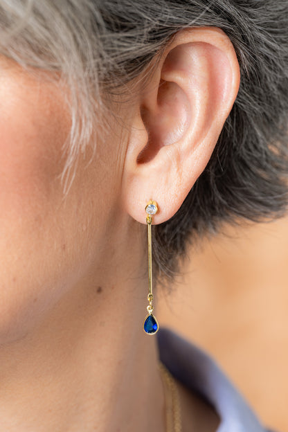 Arete L Blue Oro laminado