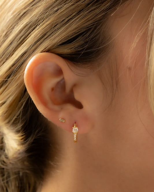 Arete Candonga Solitario 13mm Oro laminado