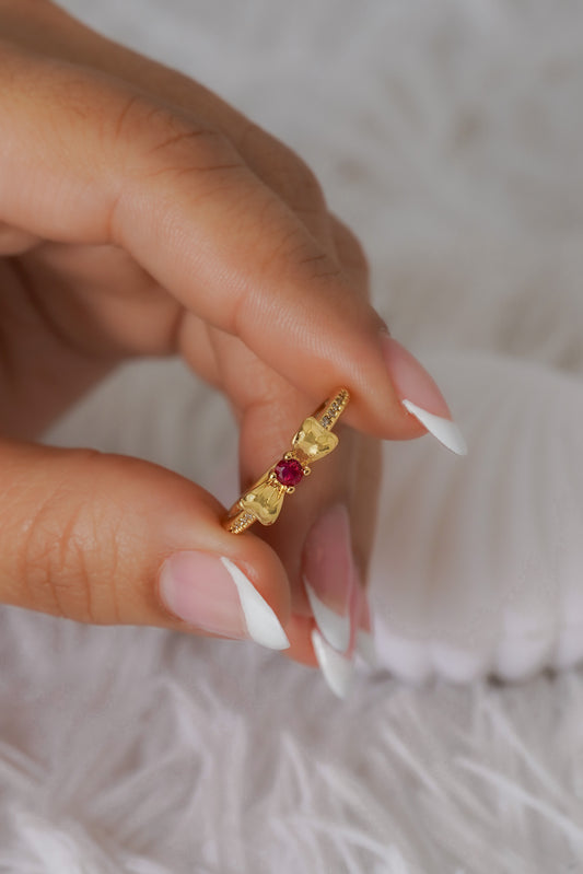 Anillo Scarlet Enchanted Ajustable + Empaque Oro laminado