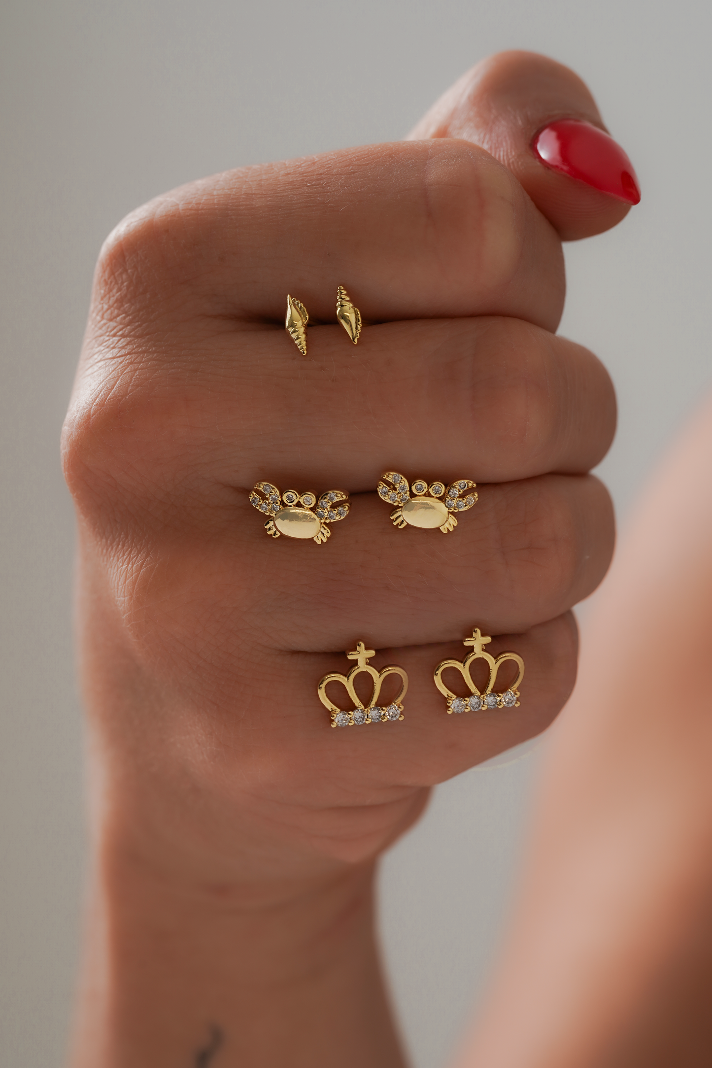 Arete Crab Circonias Oro laminado
