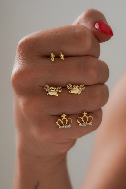 Arete Crab Circonias Oro laminado