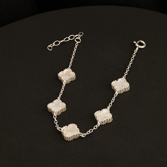 Pulsera Clover Nacar 5H 10mm 17cms + Ext Plata ley 925