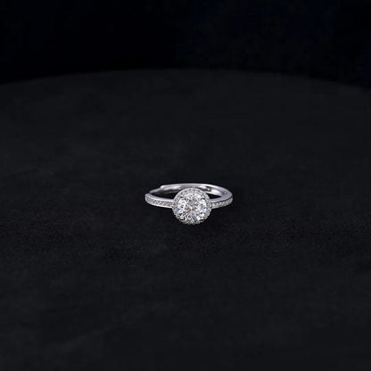 Anillo Halo Moisanita Round Ajustable Plata ley 925