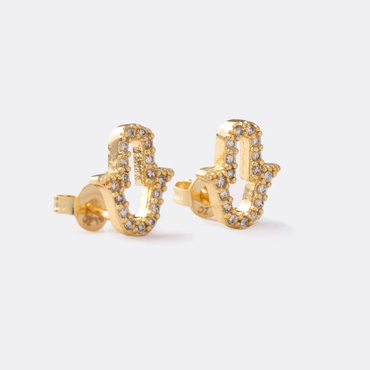 Arete Mano Hamnsa Circonias Oro laminado