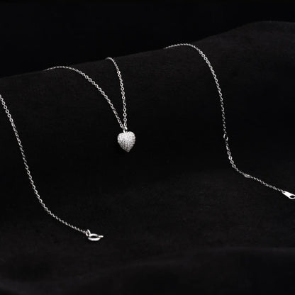 Gargantilla Corazon Pave Crystal 7mm 40cms +ext Plata ley 925
