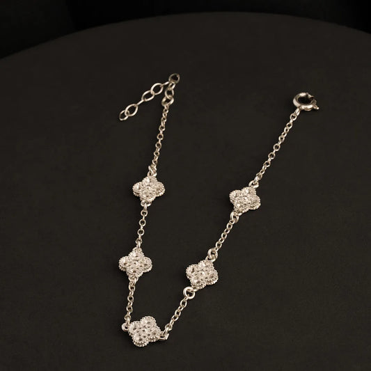 Pulsera Clover Royale 8mm 1.5cms + ext Plata ley 925