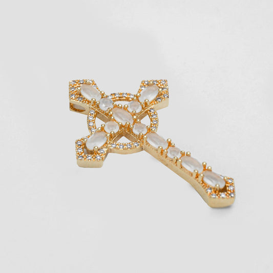 Dije Cruz circonias 4.3cm Oro laminado