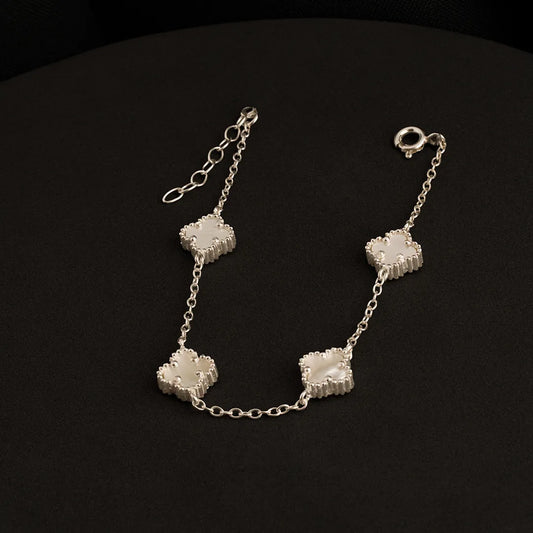 Pulsera Clover Nacar 4H 10mm 17cms + Ext Plata ley 925