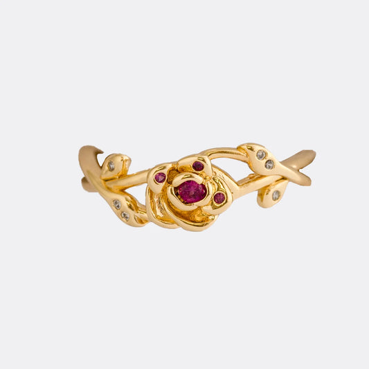 Anillo Rose Crown Ajustable + Empaque Oro laminado