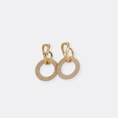 Arete Candonga Pave Circle 14mm Oro laminado