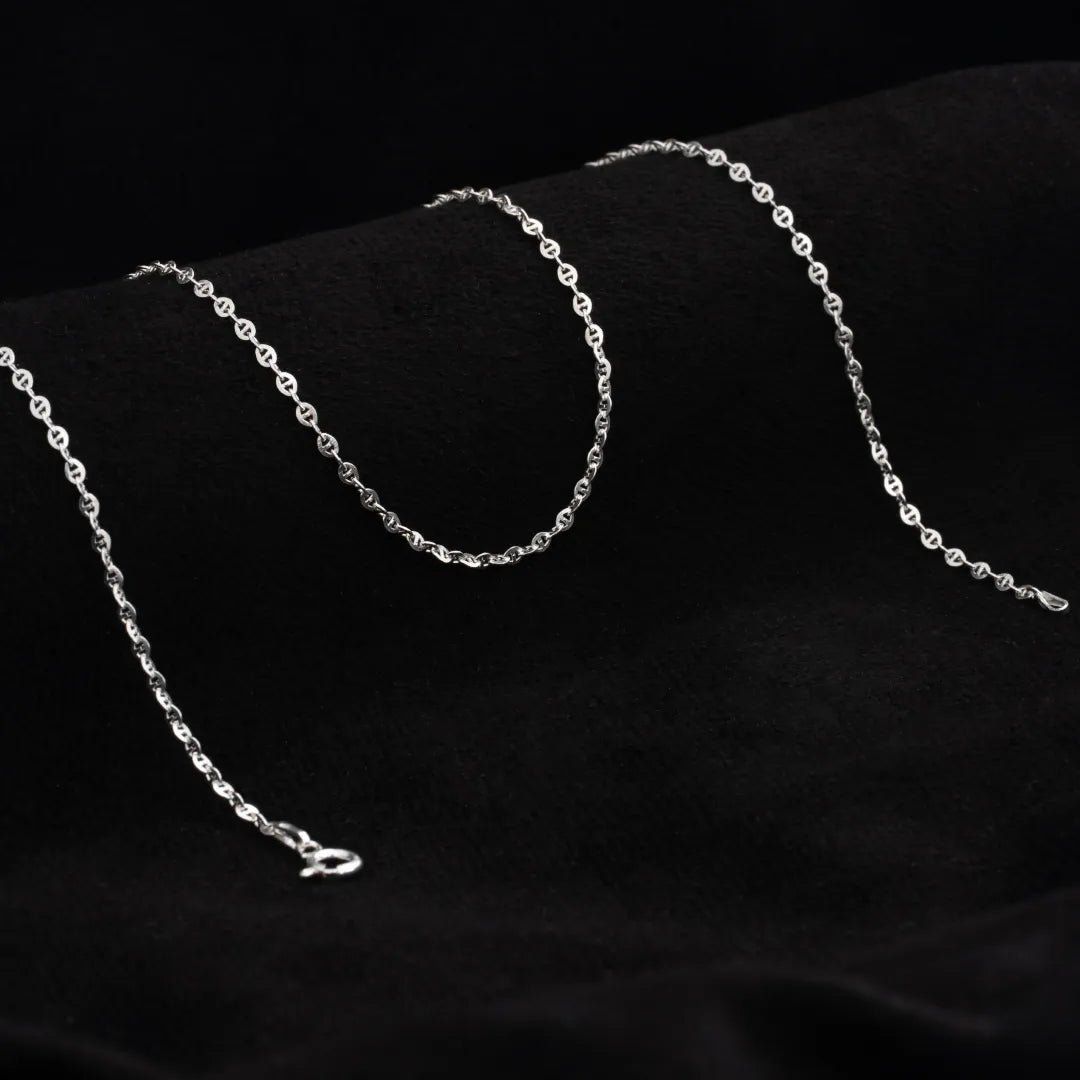 Cadena Escalera Ovalada Plana 2mm 45cms Plata ley 925