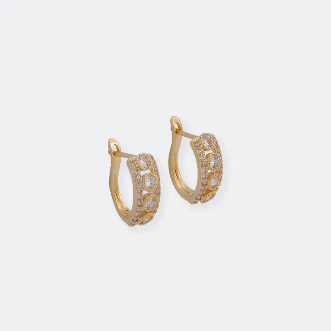 Arete Candonga Quartet Crystal 14mm Oro laminado