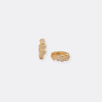 Arete Candonga Triple Heart 16mm Oro laminado