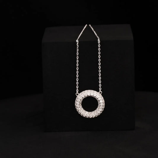 Gargantilla Circulo Pave 16mm 40cms + ext Plata ley 925