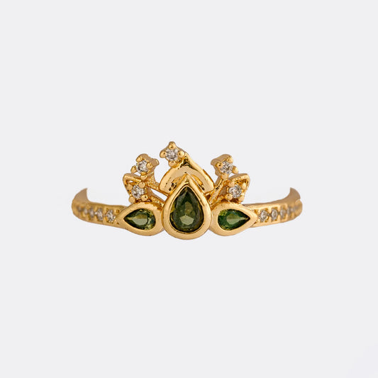 Anillo Green Bloom Ajustable + Empaque Oro laminado