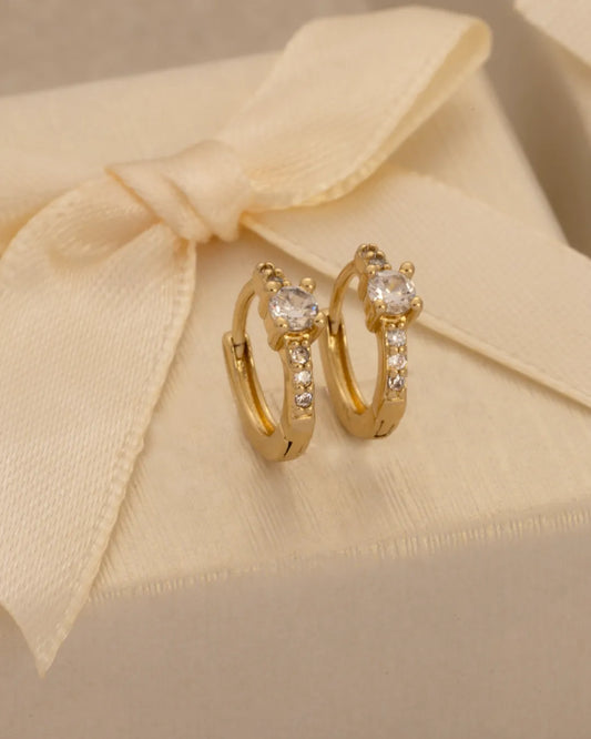 Arete Candonga Solitario 13mm Oro laminado