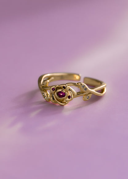 Anillo Rose Crown Ajustable + Empaque Oro laminado