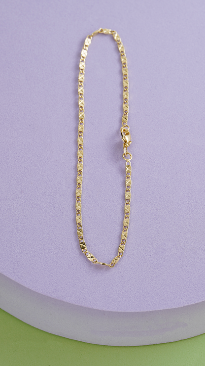 Tobillera Destellos 2.5mm 24.5 cms Oro laminado