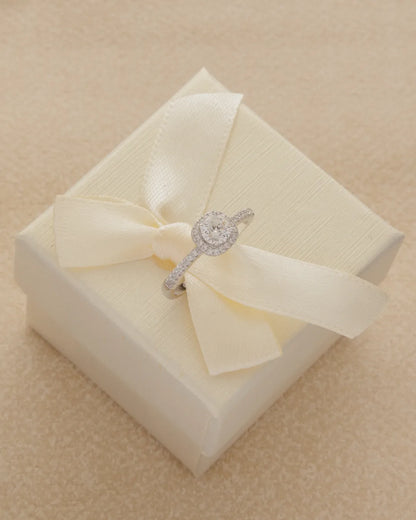 Anillo Halo Moisanita Round Ajustable Plata ley 925