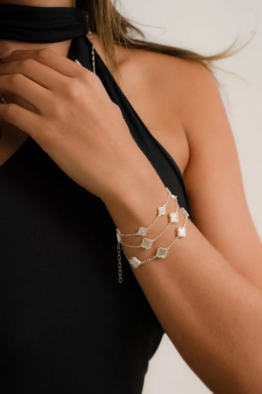 Pulsera Clover Nacar 4H 10mm 17cms + Ext Plata ley 925