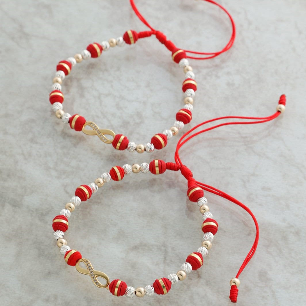 Manilla infinito balines lisos y plata 4mm Oro laminado