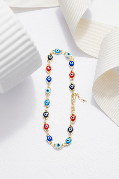Tobillera Ojo Turco Multicolor 23 cms + 2 cms extensor Oro laminado
