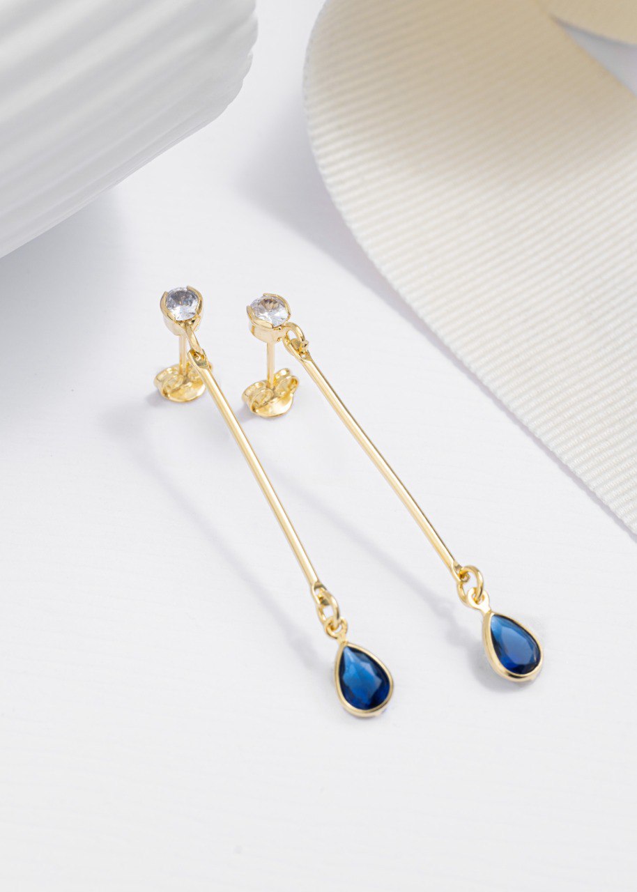 Arete L Blue Oro laminado