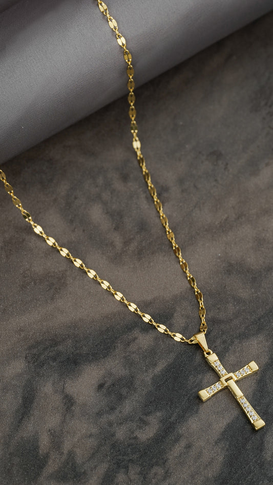 Cadena Espejo Cuadrada 65cms Oro laminado